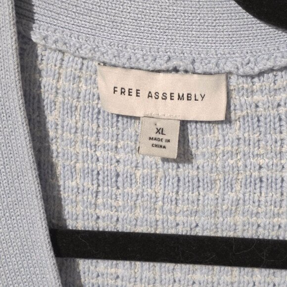 Womens Tweed Cardigan Sweater XL  Button Light Blue Clueless Preppy Checked - Picture 4 of 8